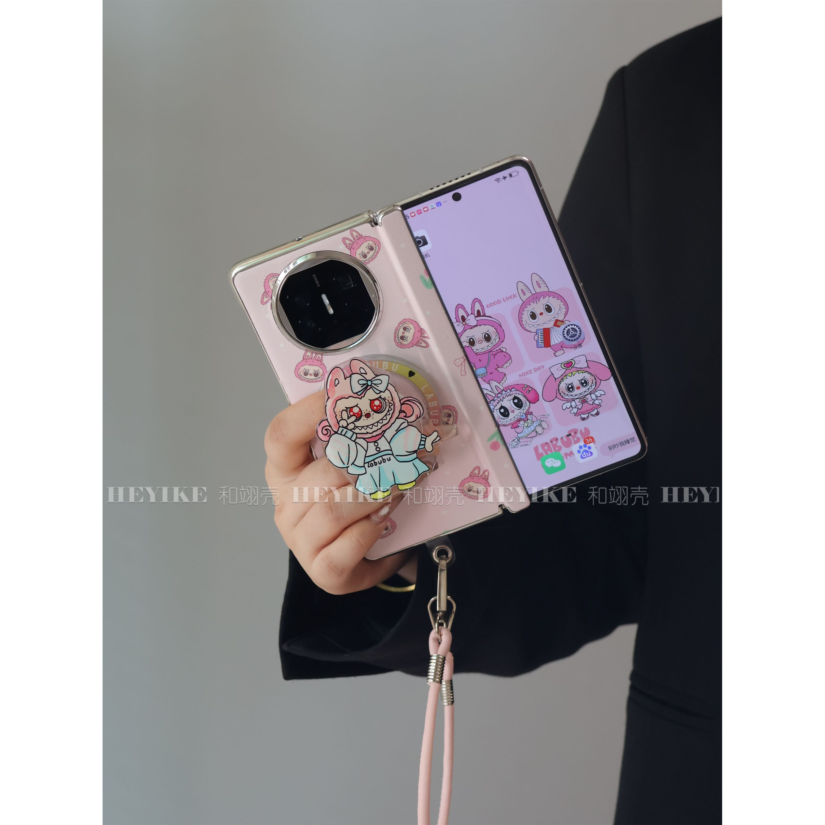 潮玩精灵磁吸适用华为mateX6手机壳vivoxfold3折叠X5包中轴VS3粉