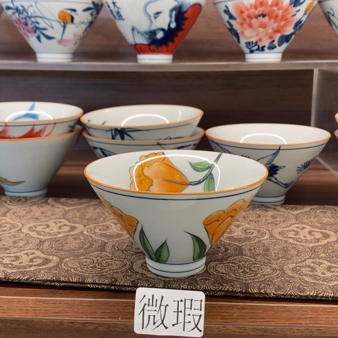 釉下彩老陶泥手工绘制