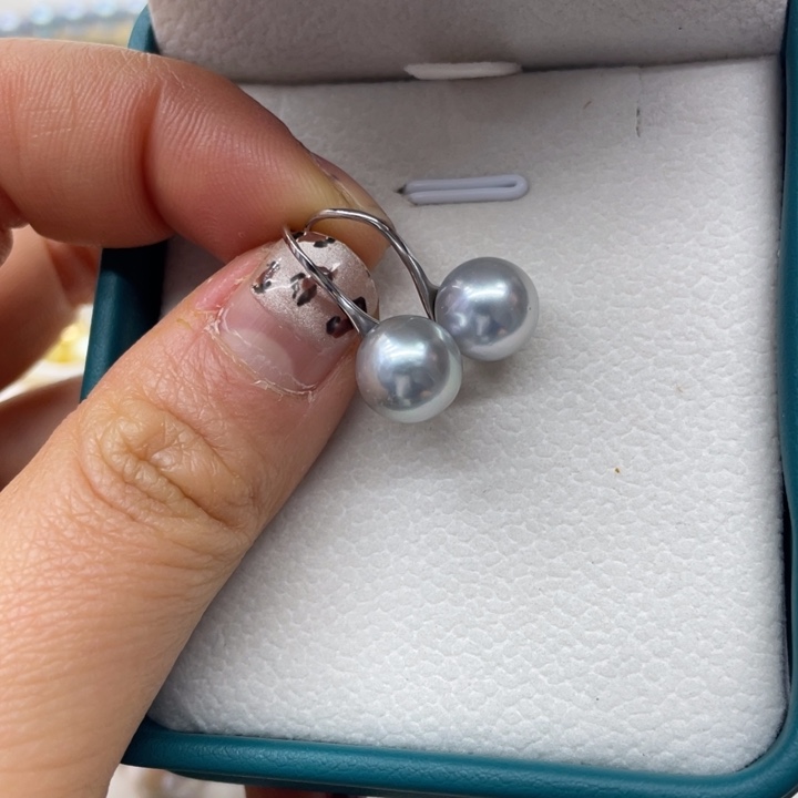 海水珍珠耳饰银S925镶嵌