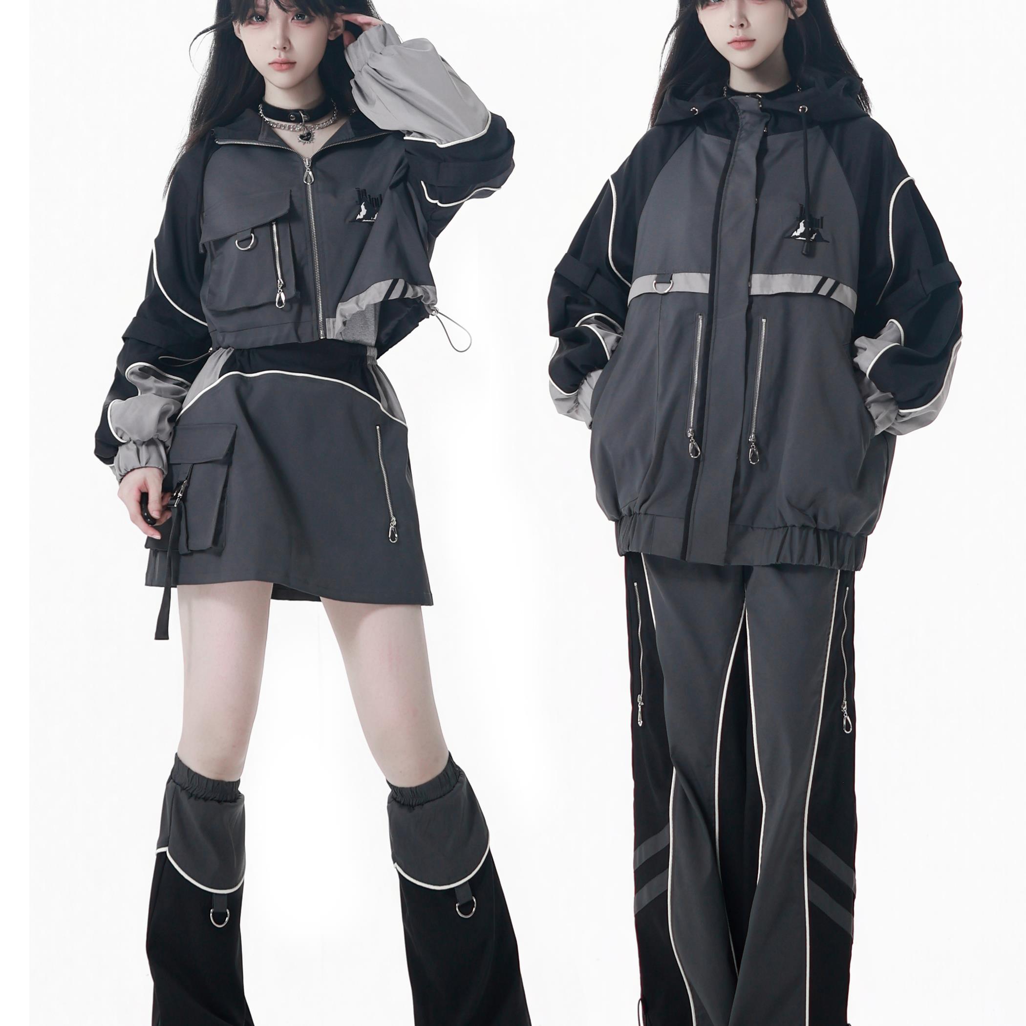 PINKSAVIOR【冰封】黑灰机能雪山刺绣秋冬设计感外套长裤套装