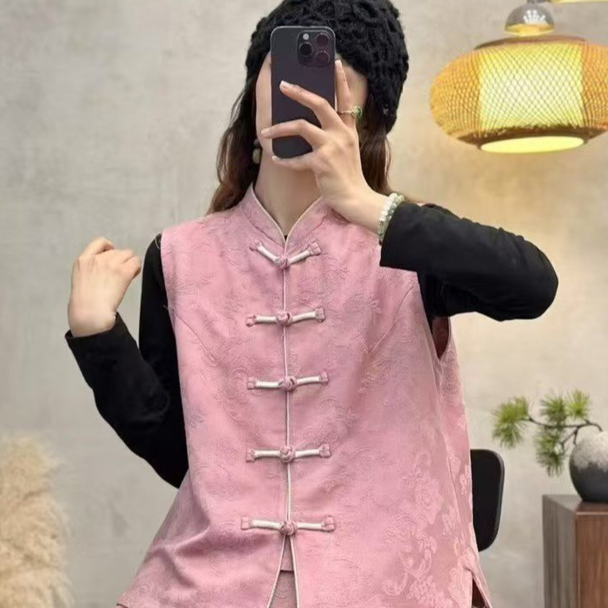 常规款马甲传统中国风女提花马夹立领绣花辣妹风晕染