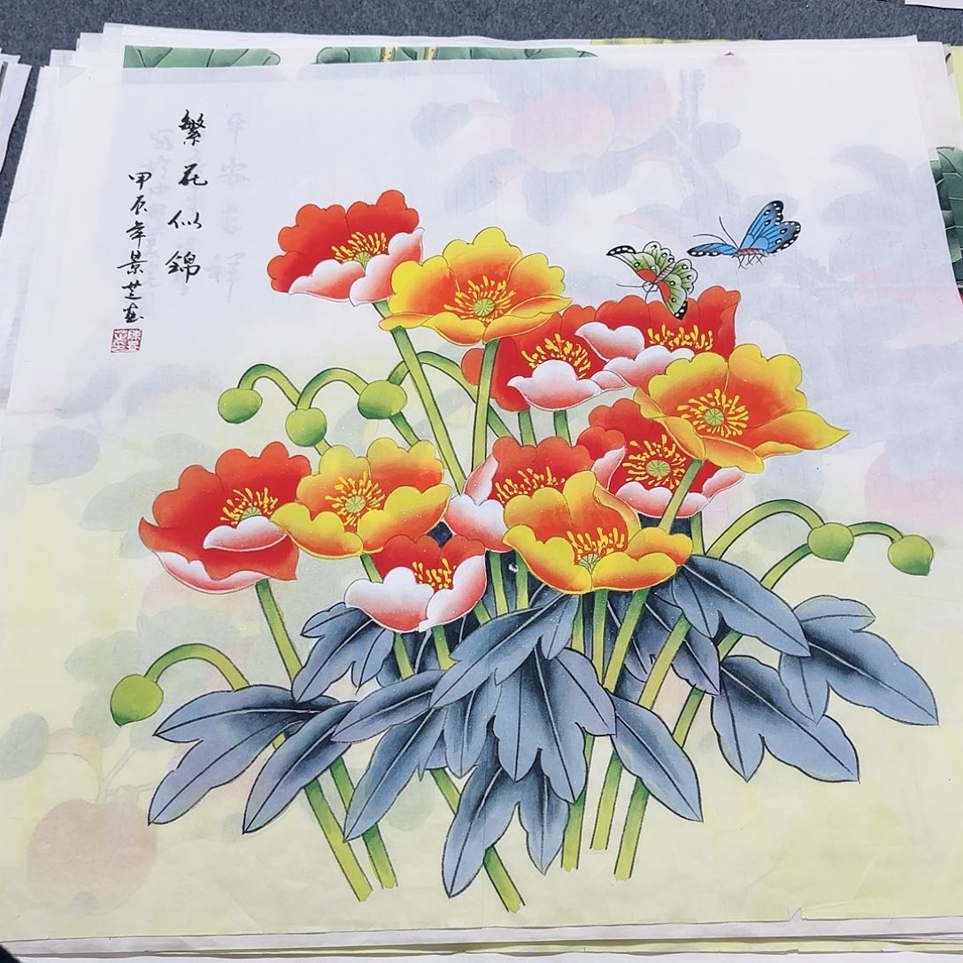 国画尺寸70X70手绘作品