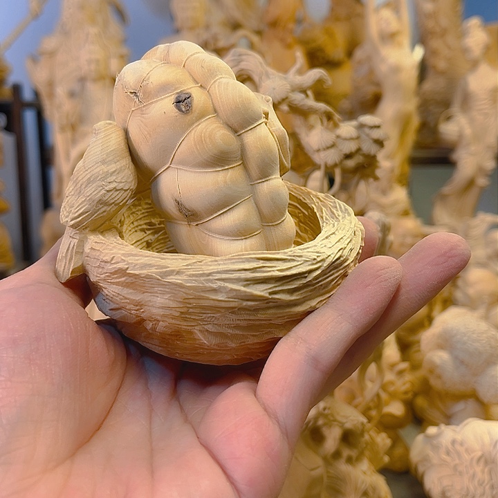 木普**辰小叶黄杨木鸟巢荷叶青蛙有瑕