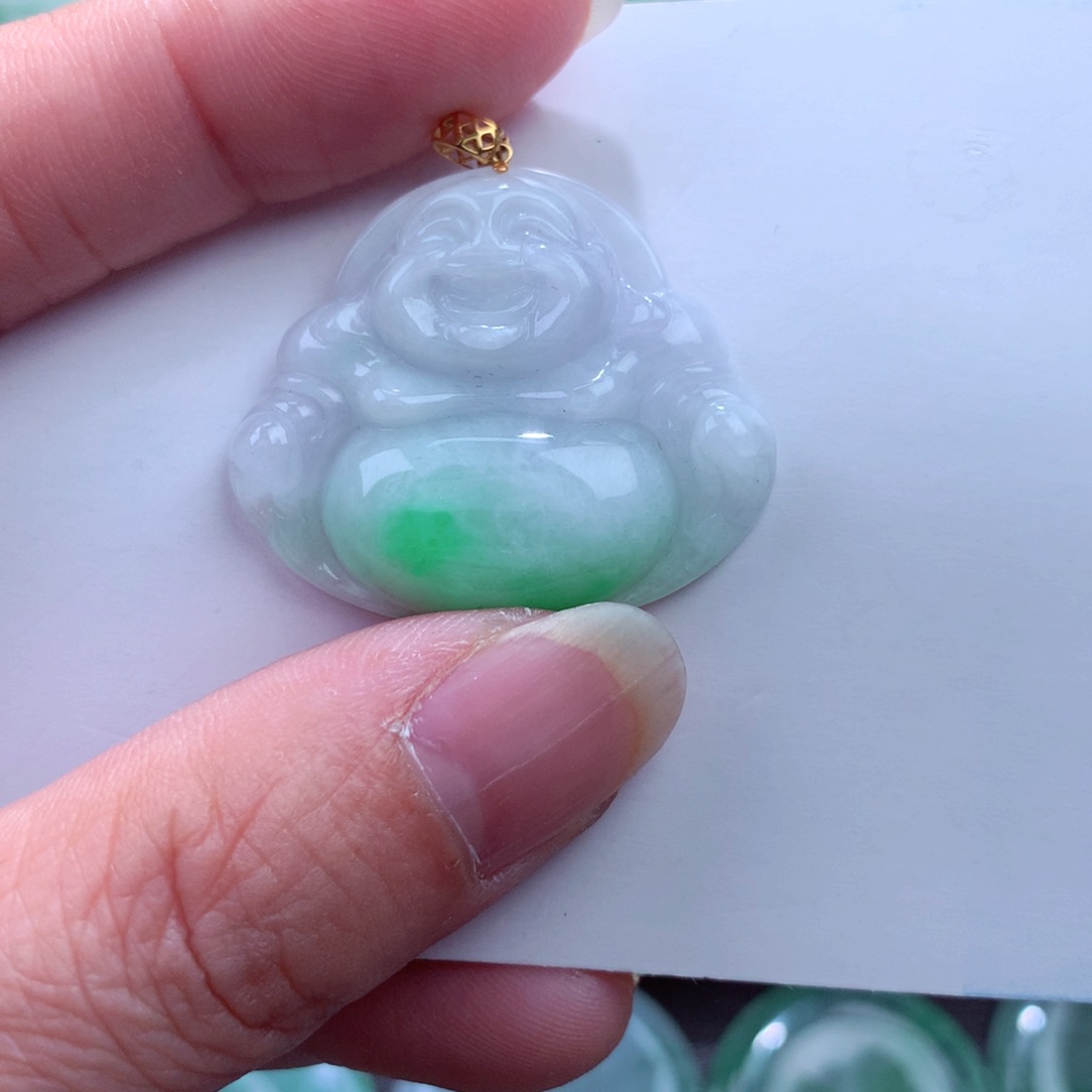 翡翠吊坠(不含链)18K金镶嵌