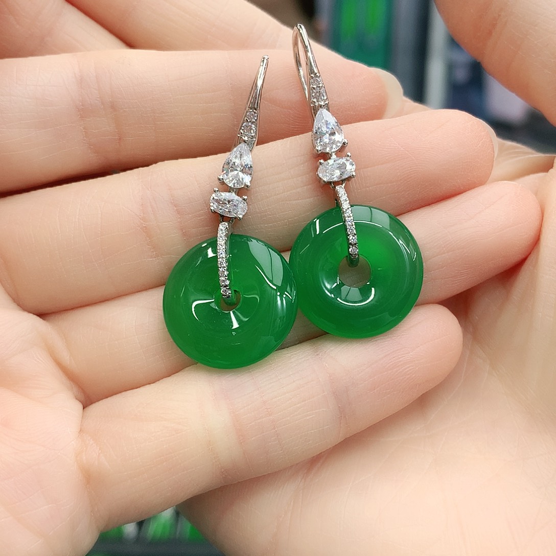 银S925镶嵌耳坠玛瑙/玉髓