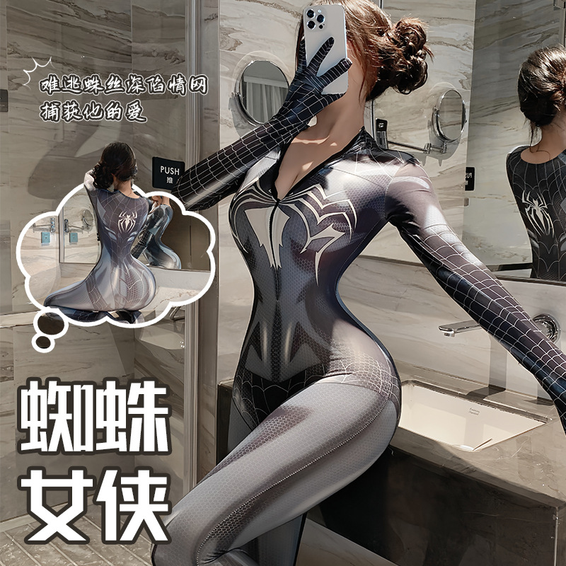 蜘蛛侠角色扮演COSPLAY女性感连体衣通用码四季均码黑色通用套装A