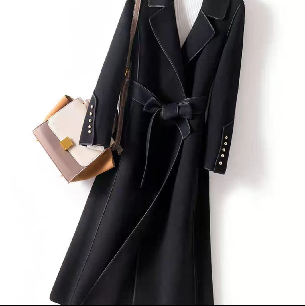 双面大衣女中长款时尚高端显瘦新款呢外套女ins文艺时尚简洁X032