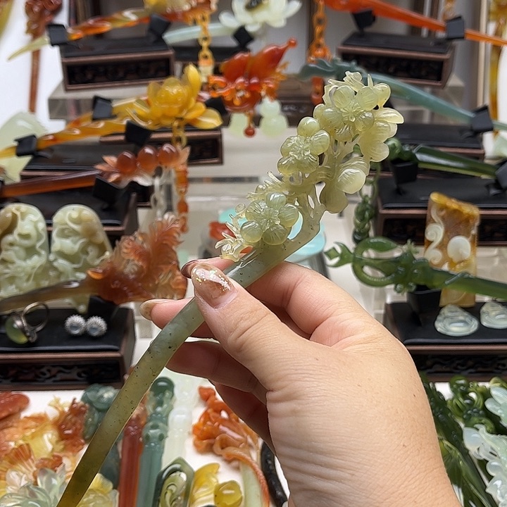 蛇纹石玉岫玉发簪未镶嵌