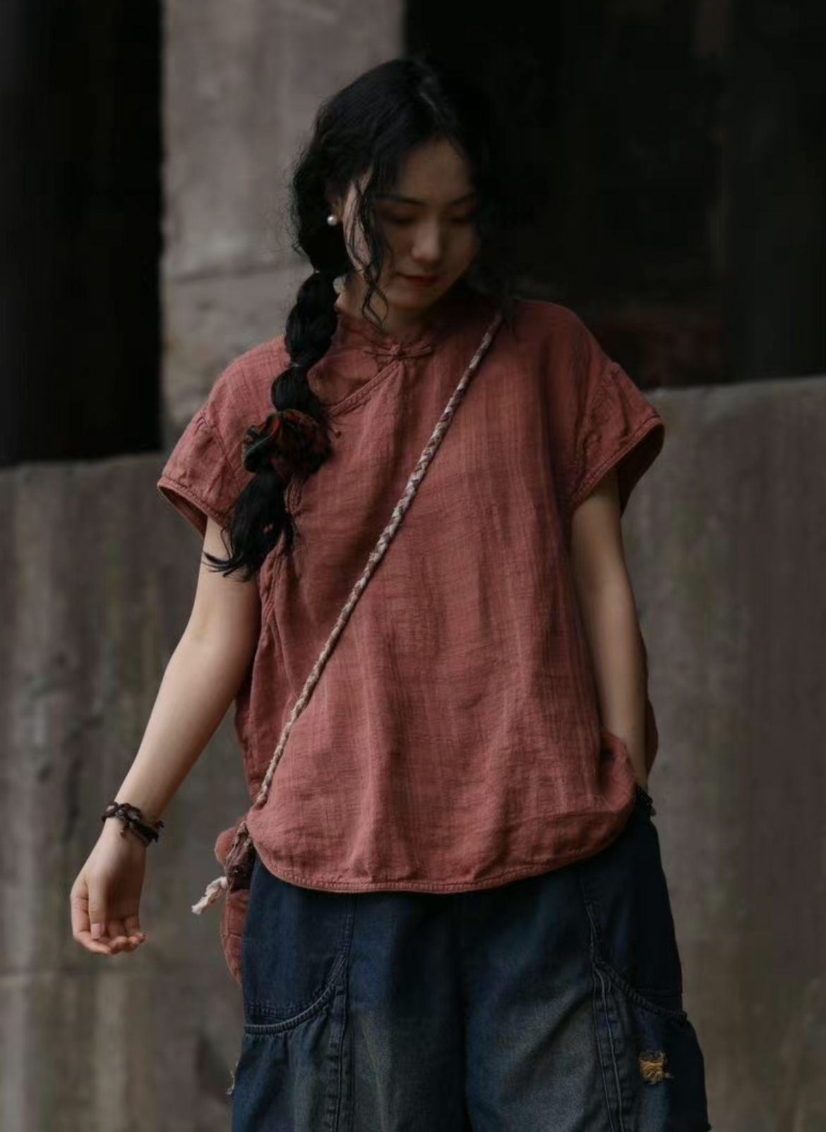 衣路38766夏季新款立领盘扣亚麻马夹