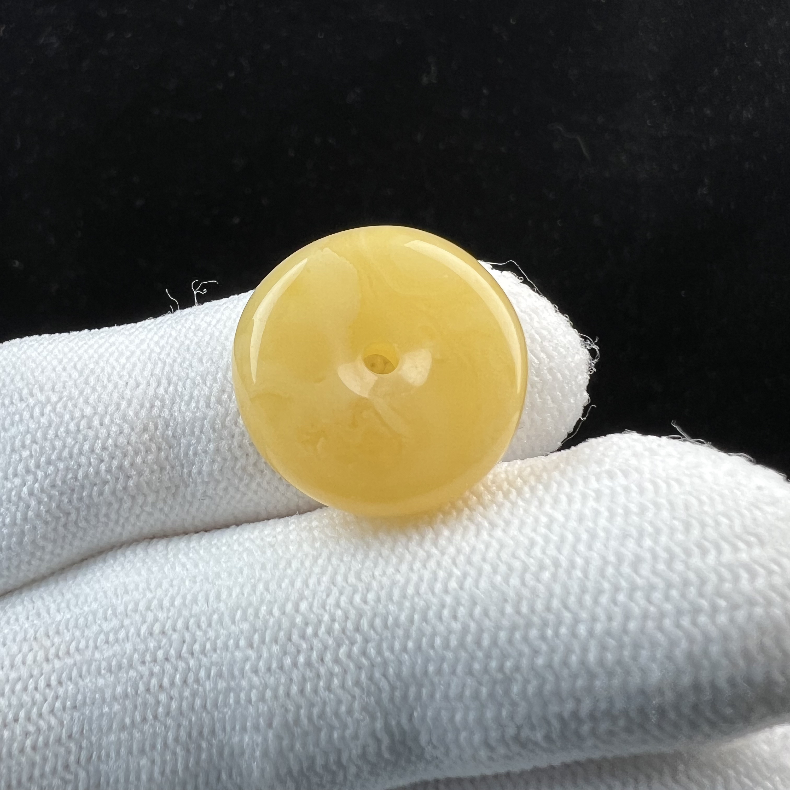 Y6396天然原矿蜜蜡 鸡油黄平安扣19.3x6.7mm1.7克支持复检假一罚