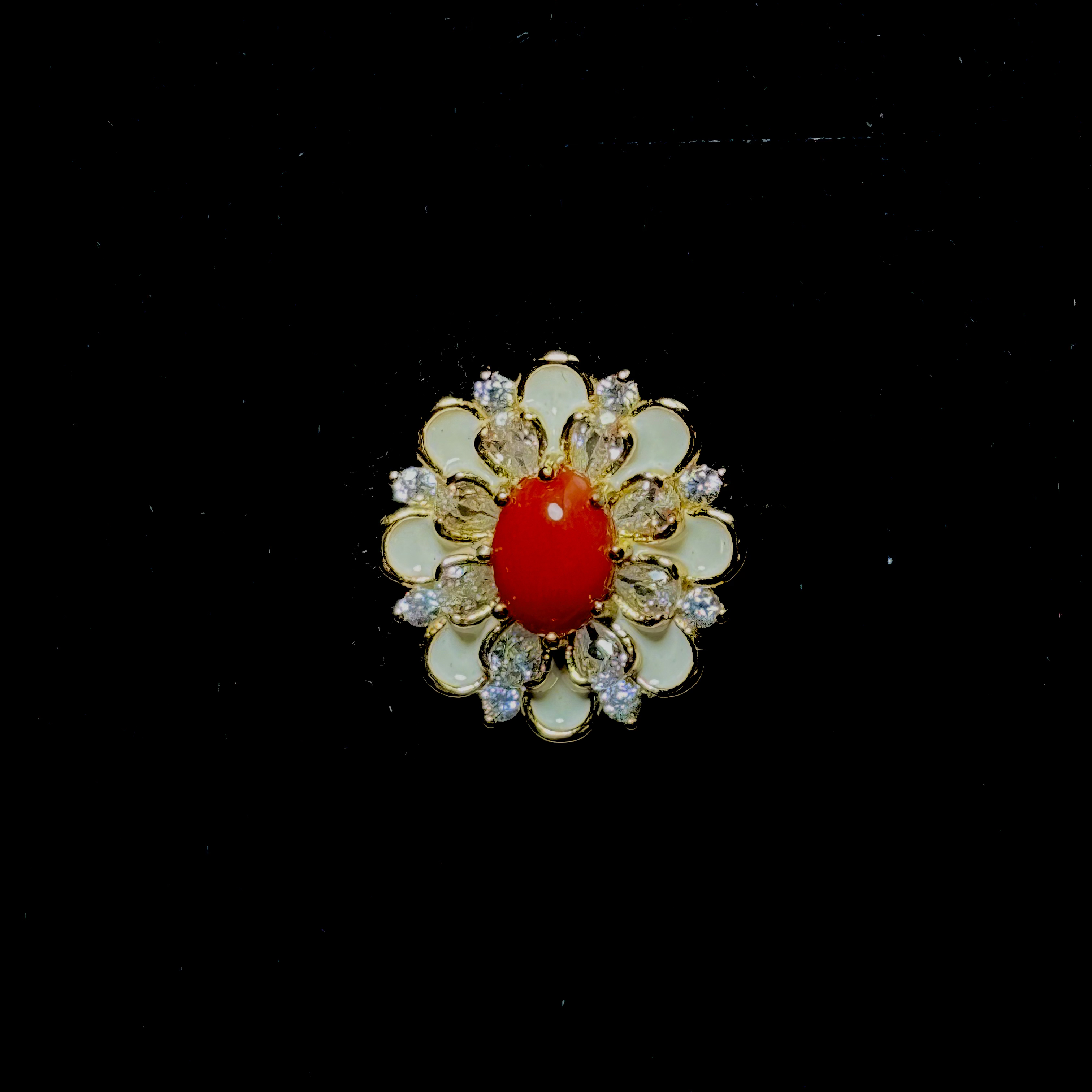 非金属仿珍珠戒指 金克恩阿卡红旭日太阳花婚戒