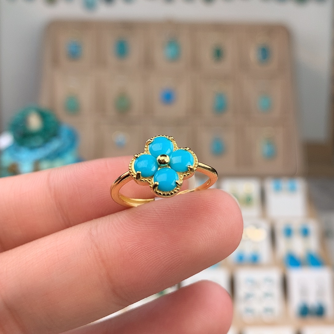 绿松石银S925镶嵌戒指