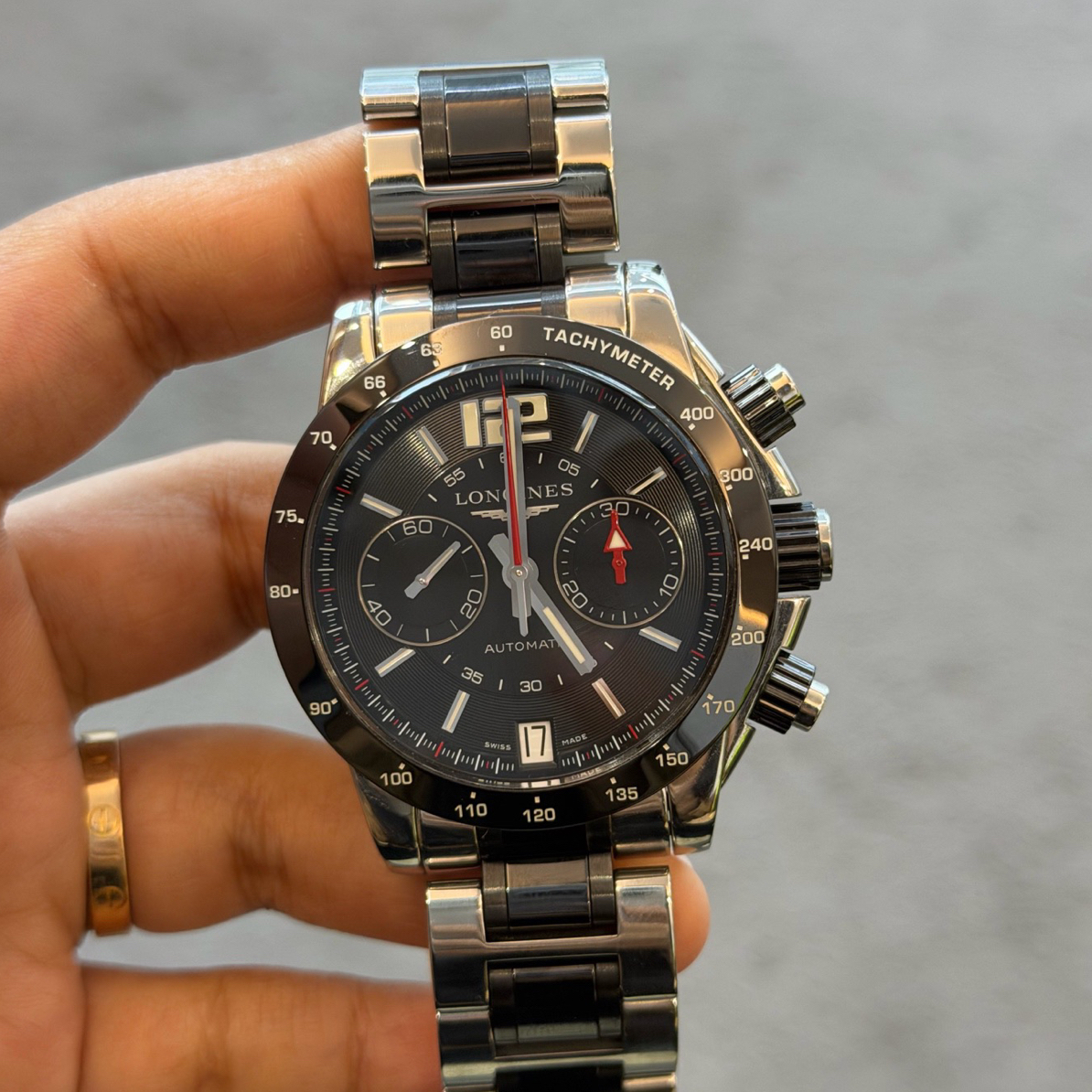 99新 Longines/浪琴 运动系列精钢材质灰面计时日期显示自动机械