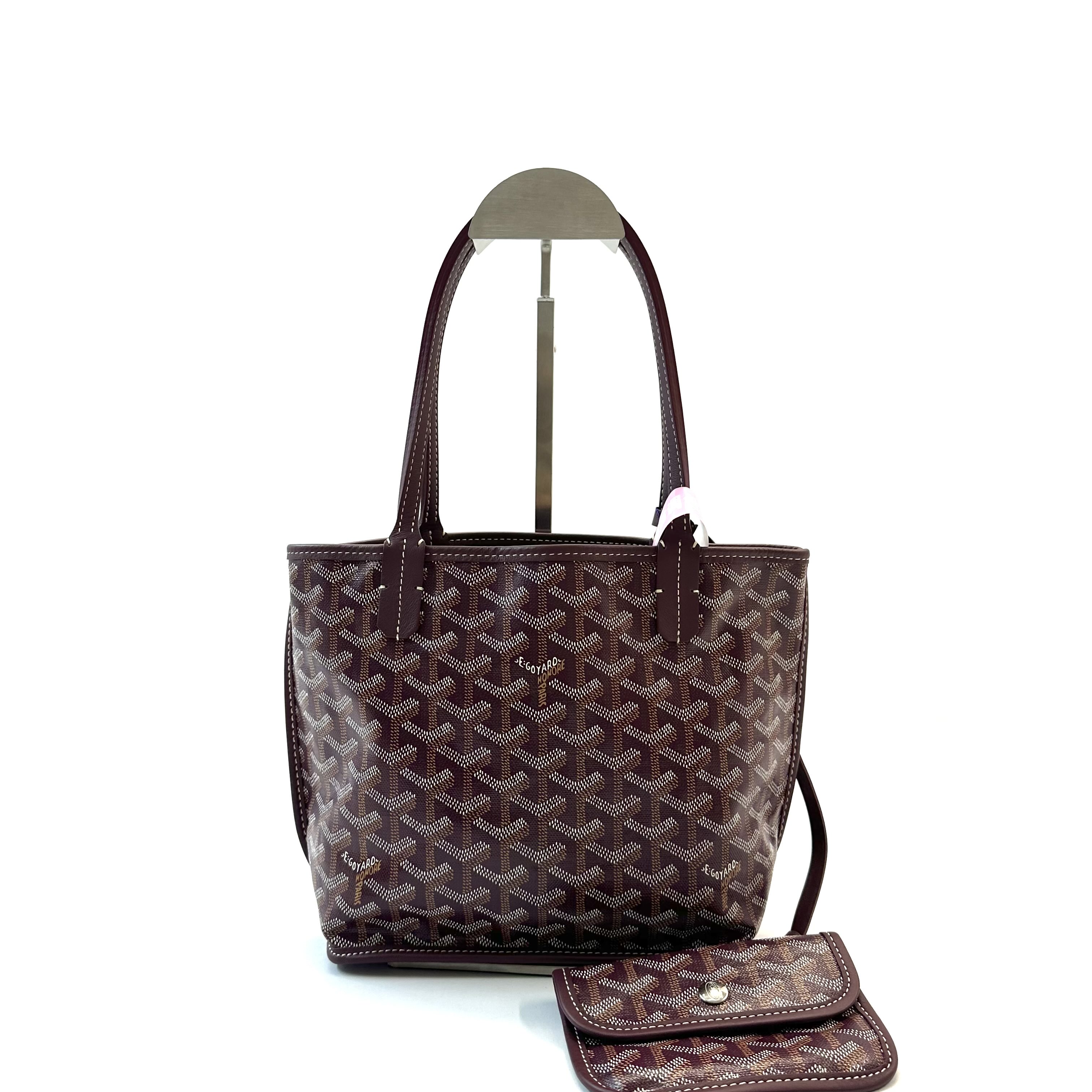 未使用 Goyard 戈雅  Anjou 双面双色酒红色 Y字老花mini tote 