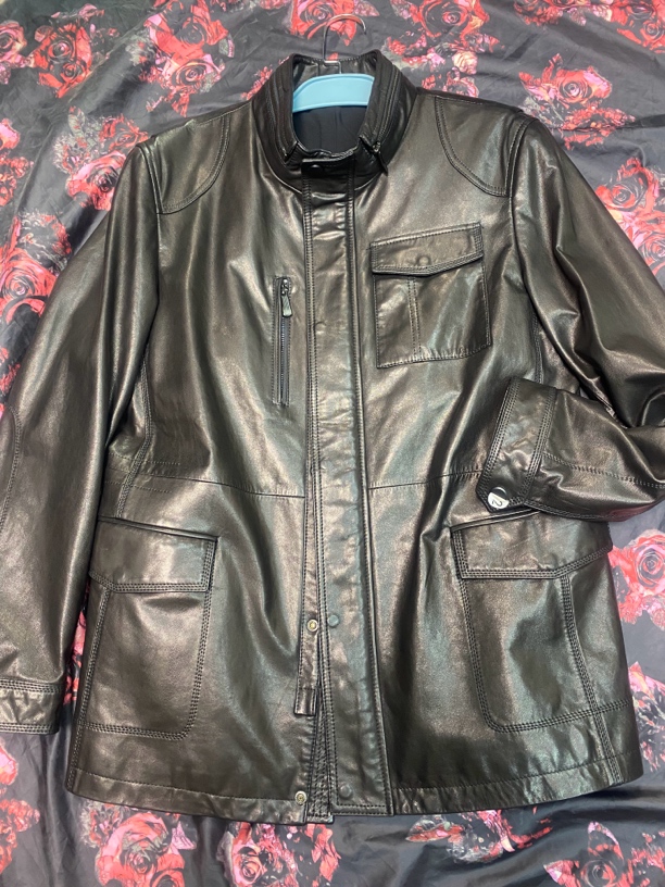 新款猎装进口山羊皮男士夹克外套