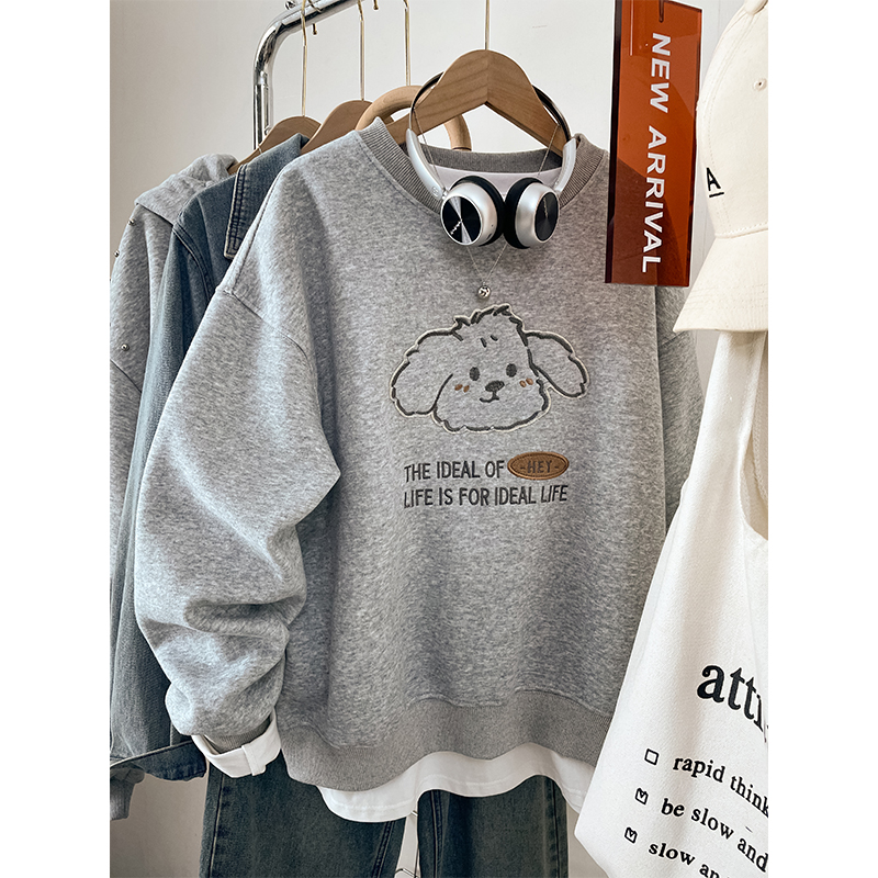 2025年秋装新款大码无帽卫衣女胖mm时尚洋气百搭设计款刺绣上衣服