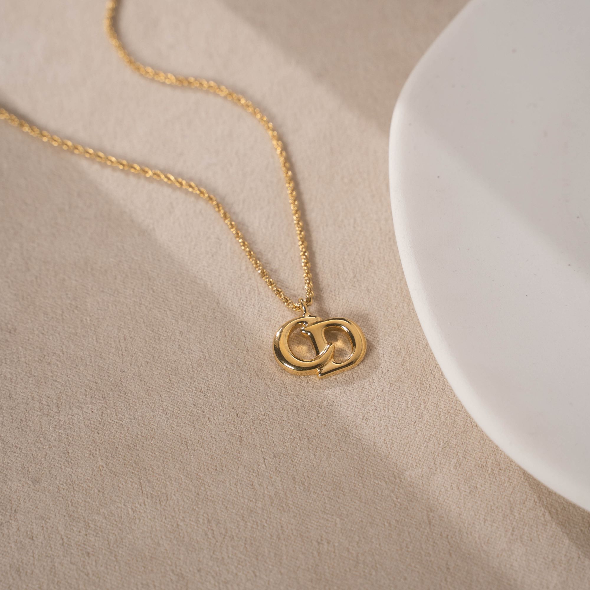 99新 DIOR/迪奥 素金错落小cd项链气质经典设计优雅饰品 cd04