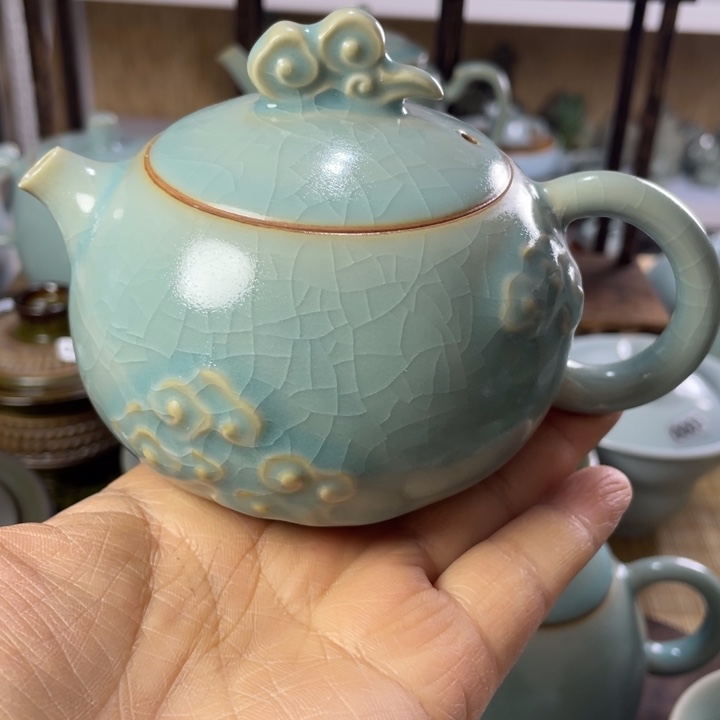 汝州原矿釉汝瓷手西施祥云