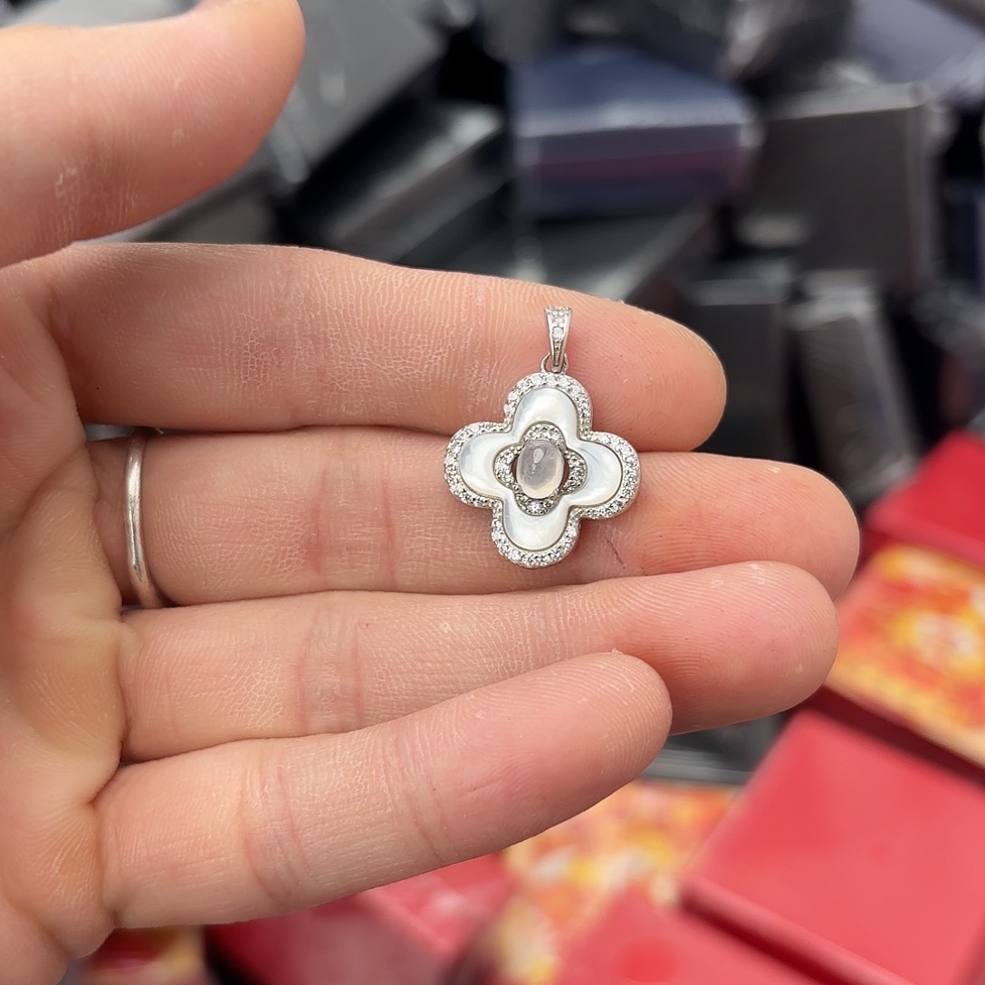 翡翠戒指银S925镀金镶嵌
