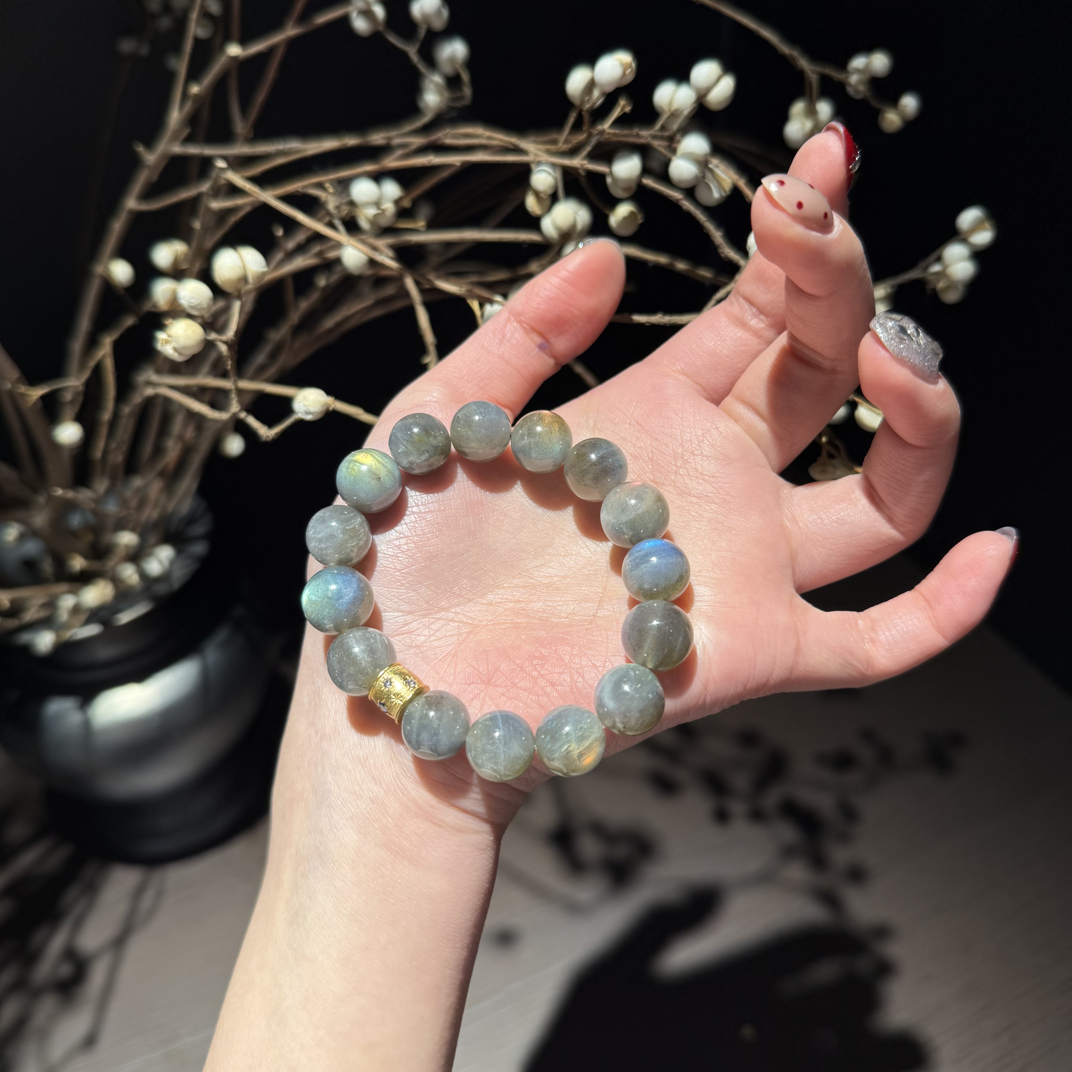 M*灰月夜*灰月光银配手串 多样性发其一