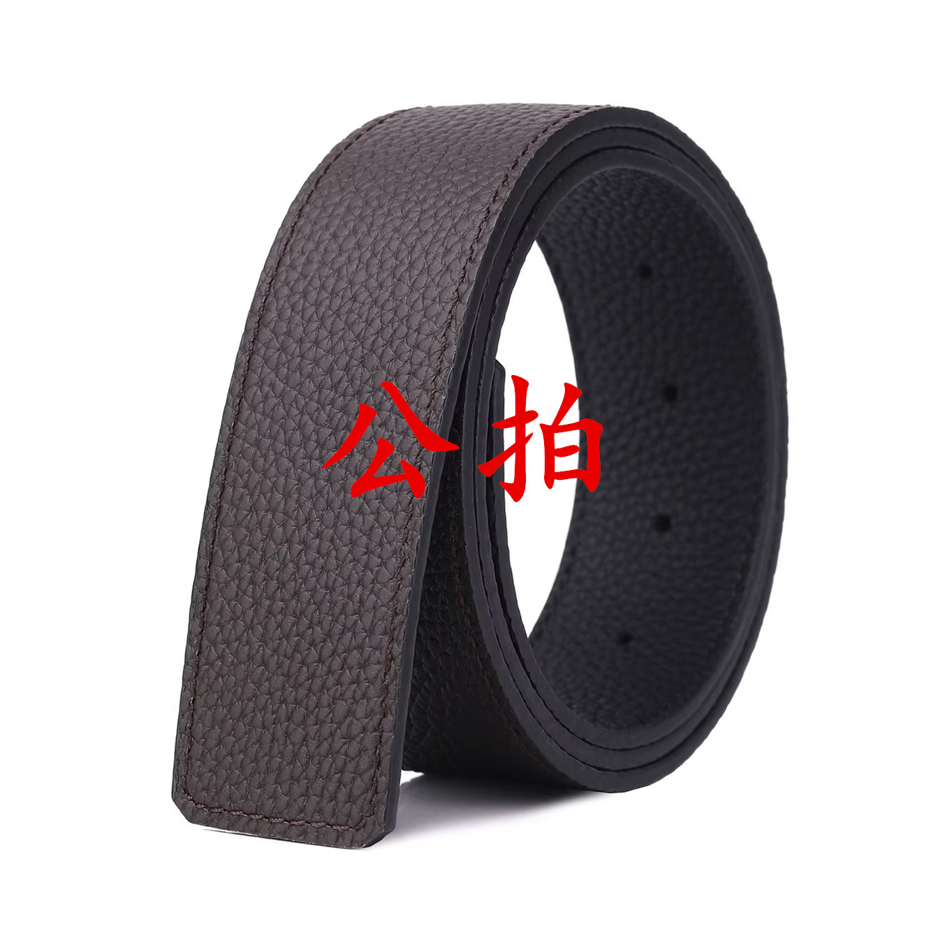 2025年新款男士菲拉黑色真皮双面无痕礼盒装银色商务光面经典带扣