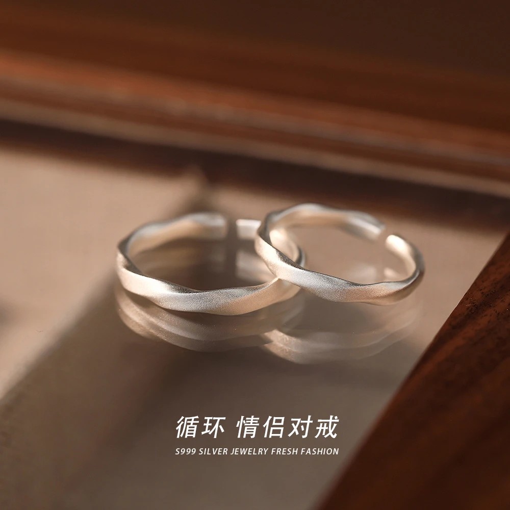 足银戒指 足银戒指戒指复古质感情侣对戒莫比乌斯指环小众简约