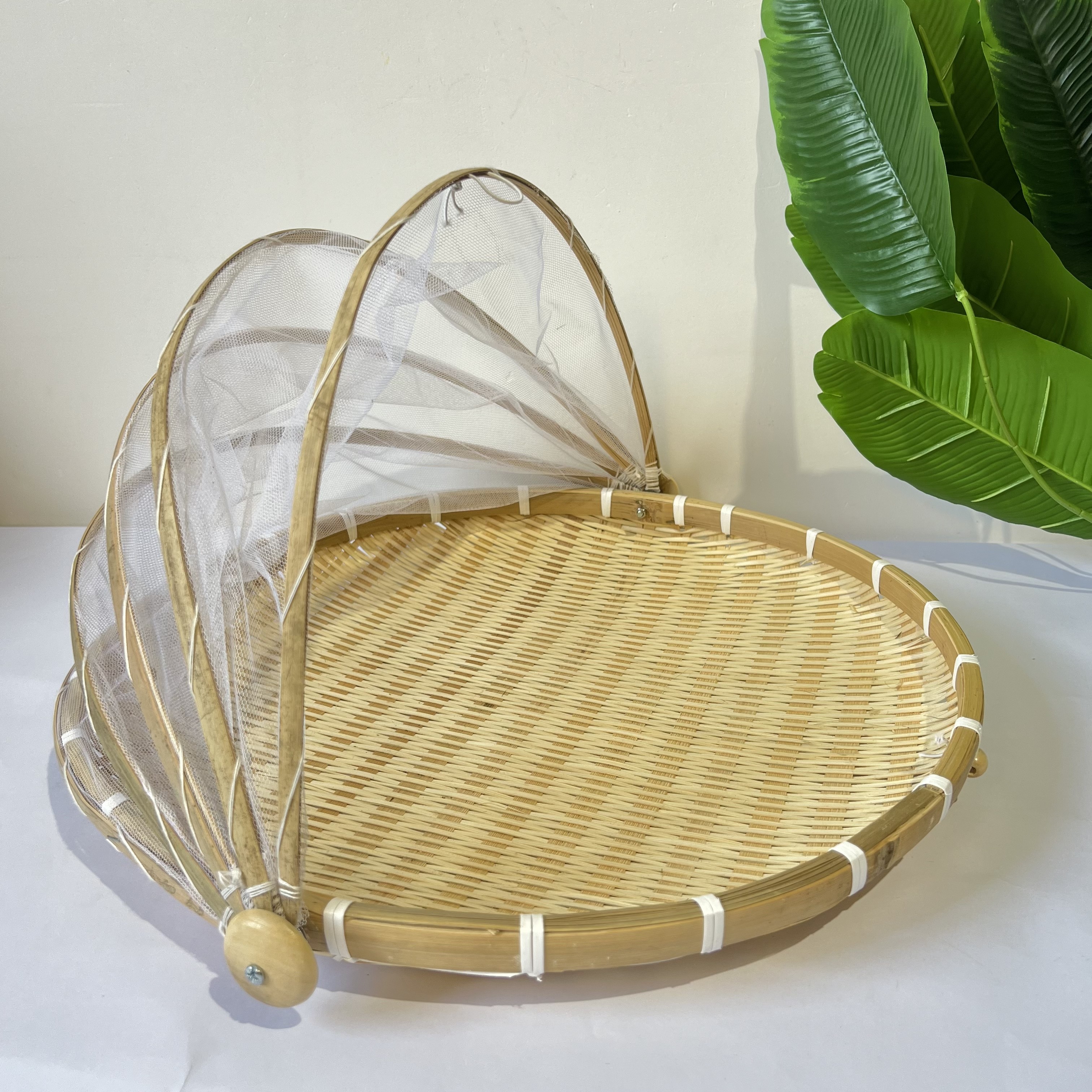 82 新款竹编网纱大号 36 公分竹编晒筐