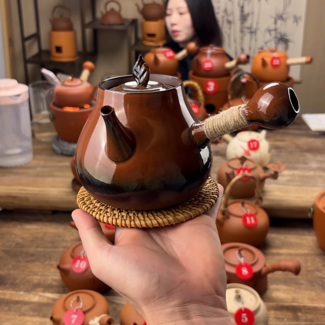 煮水煮茶甘甜 潮州砂铫壶 搭藤垫