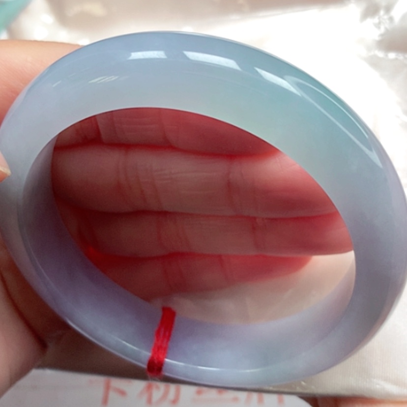 【闪购商品】翡翠手镯未镶嵌冰胶果冻春彩手镯5859圈39号