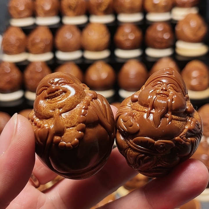 橄榄核把件财迷通尺一对001