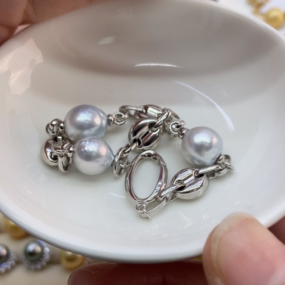 海水珍珠手链银S925镶嵌