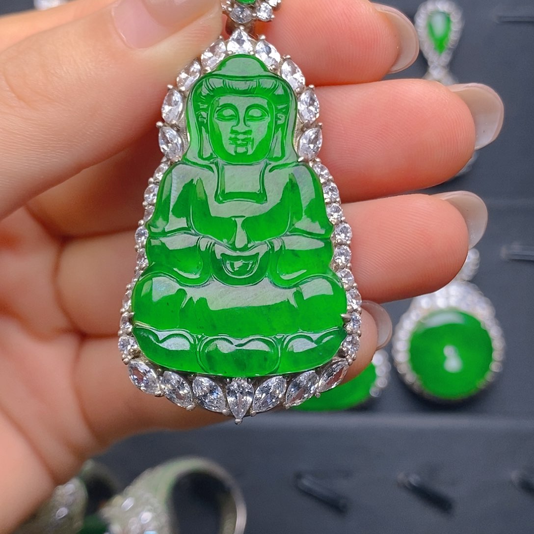 翡翠银S925镶嵌颈饰