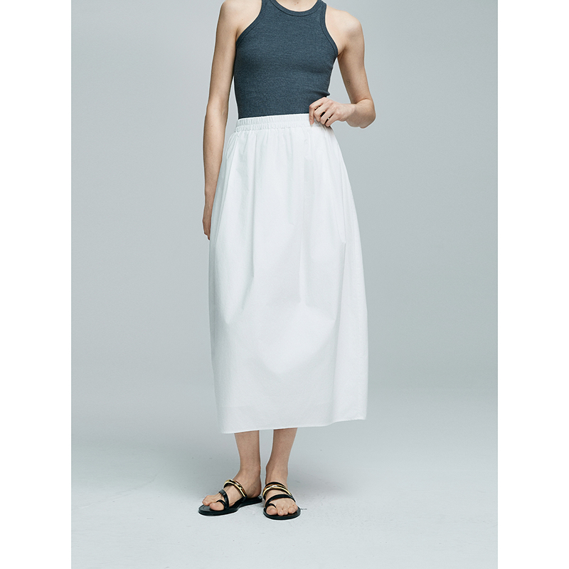 初棉【上新】设计感立体白色花苞裙纯棉松紧腰半身裙363617018