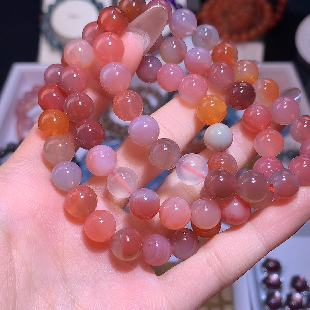 水晶手串未镶嵌盐源玛瑙9mm多样性发其一