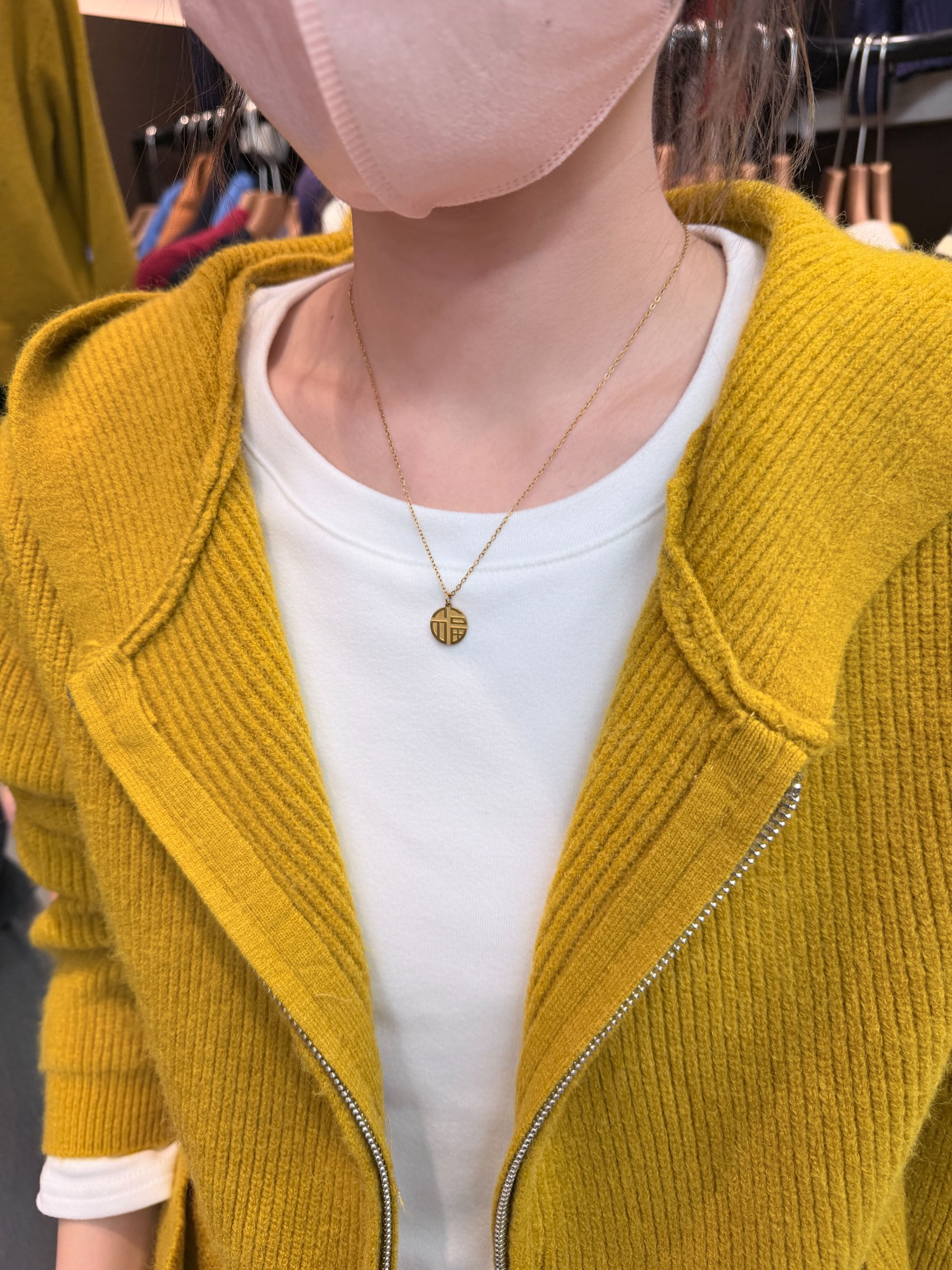 钛钢项链 高品质钛钢轻奢福字项链969