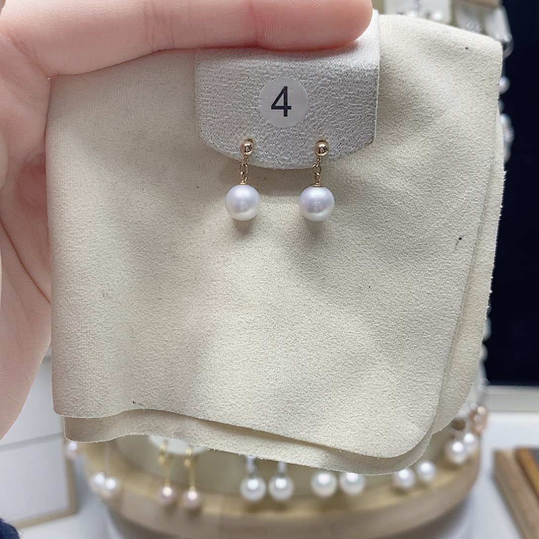 耳饰银S925镶嵌淡水珍珠