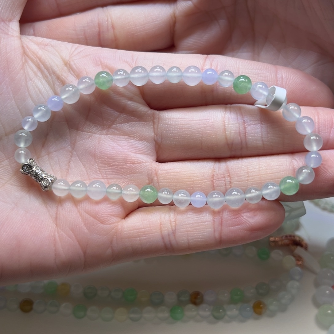 翡翠未镶嵌手串缅甸翡翠卡4.4-5.5