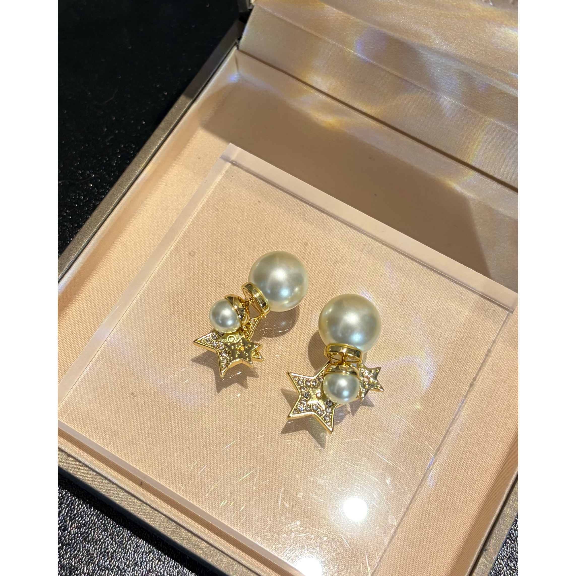 铜合金仿珍珠耳饰 B2213 金色星星贝珠耳环