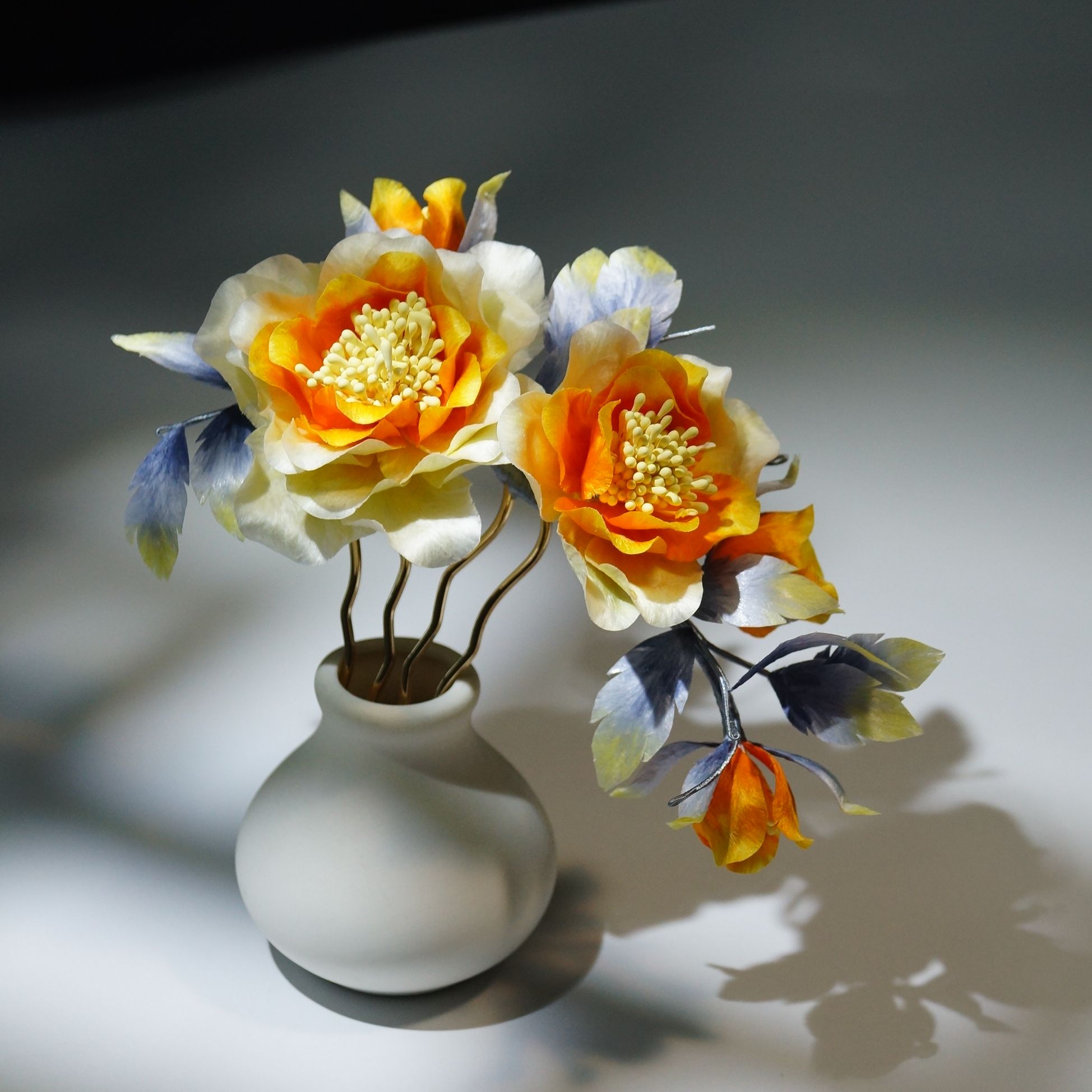 非遗手作掐丝绒花 小师妹【希望】绒花双花大发钗簪娘气质富贵