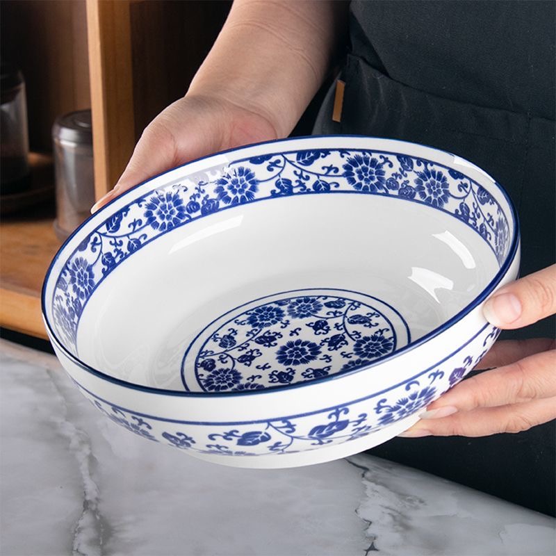 9英寸青花瓷大号汤碗釉下彩工艺1个装家用饭盆大碗大汤盆