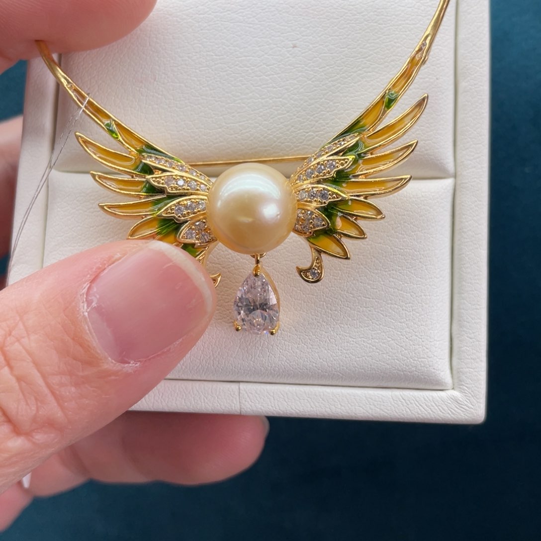 海水珍珠胸针合金11-12mm