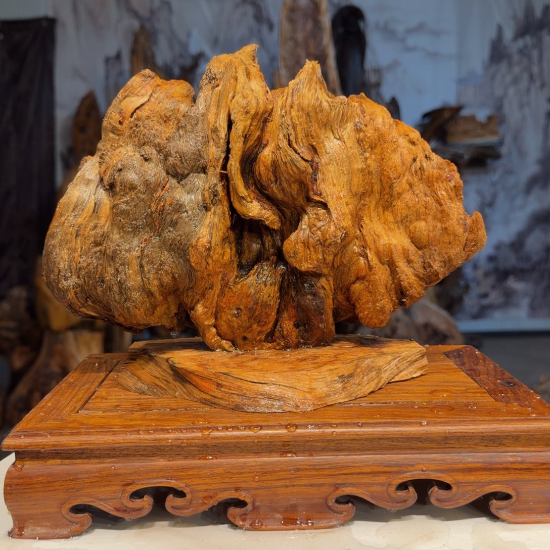 艺***人木三丰琥珀木 天然摆件30