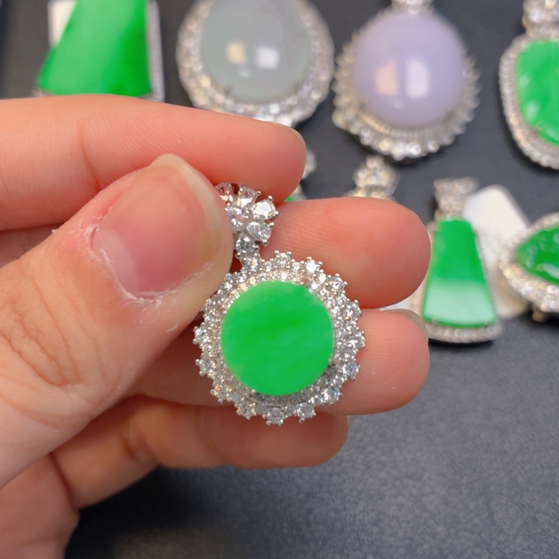 翡翠银S925镶嵌吊坠(不含链)