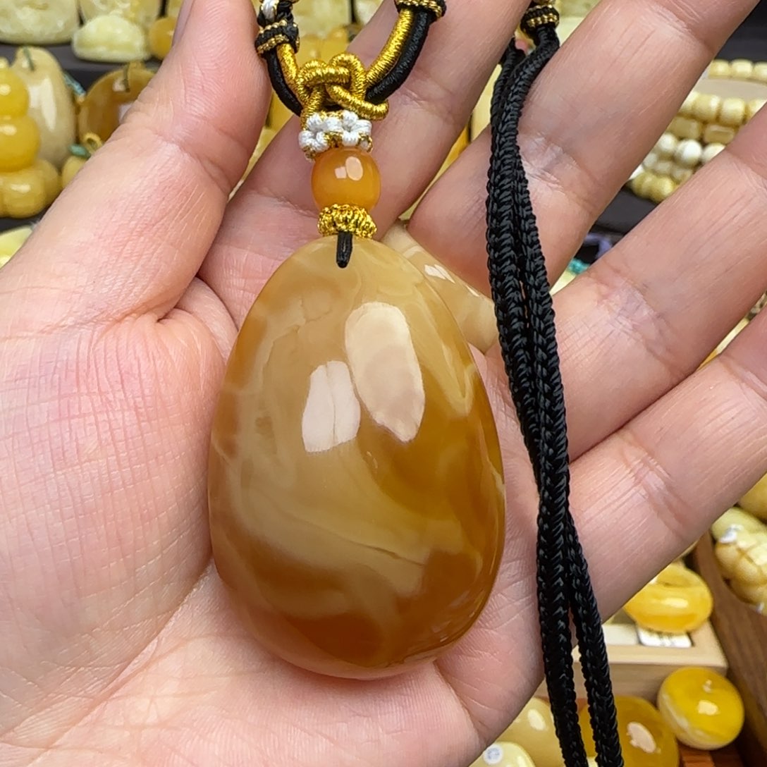 蜜蜡套链未镶嵌天然俄料蜜糖红蜜蜡水滴吊坠