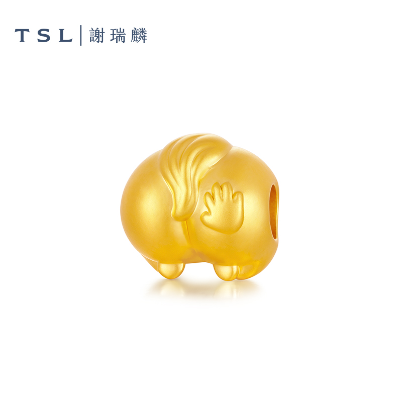 无品牌定价足金5D“拍马屁”黄金吊坠女2026新款马年生肖转运珠