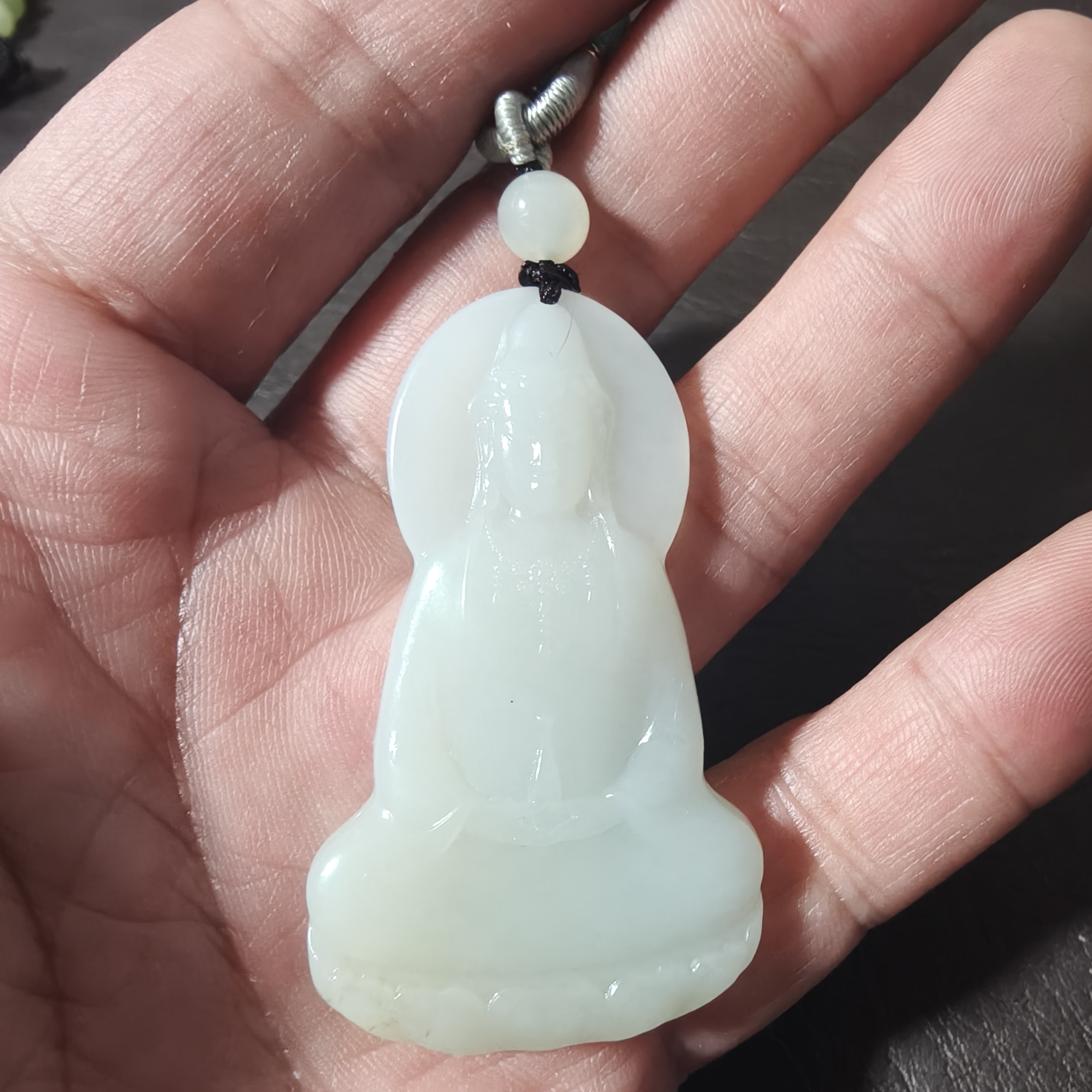 和田玉羊脂白玉素衣观音53*31*0.47