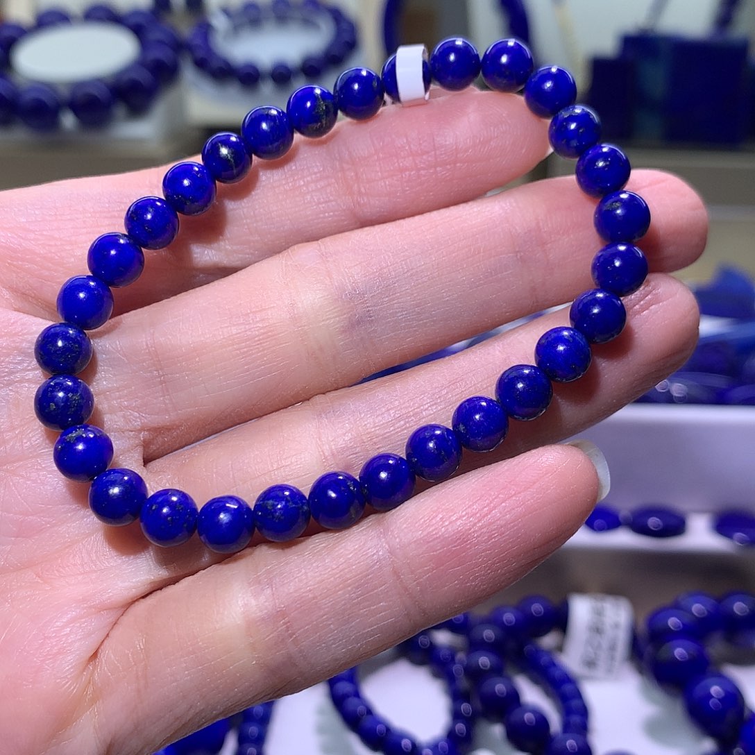 青金石未镶嵌天然原矿圆珠手串6.3m