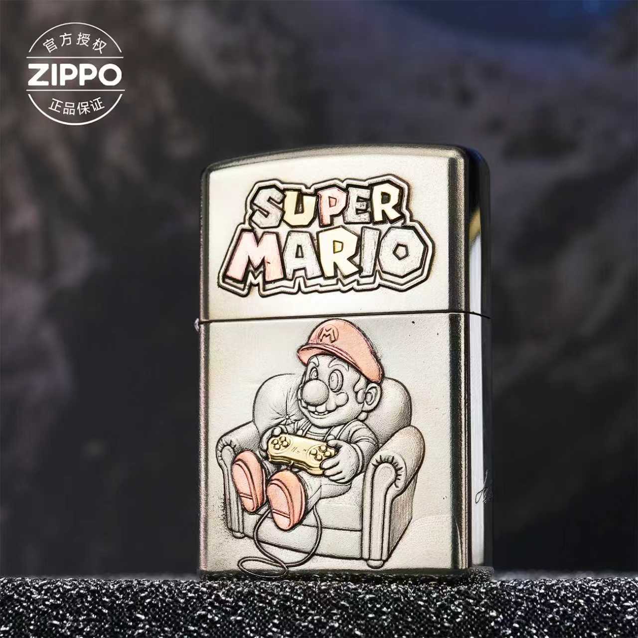 ZIPPO/之宝打火机白铜壳金蝉子作品【超级玛丽】送男生节日礼物-205