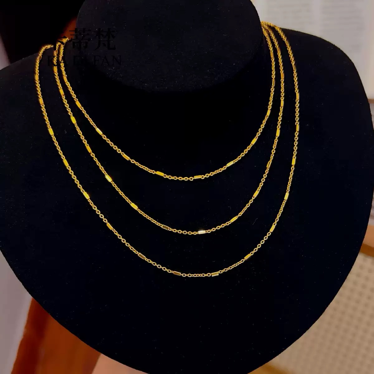 高定精工小方块素链M扣项链