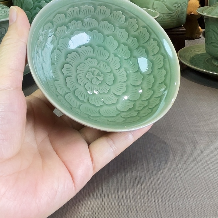 喜***悦耀州窑孟红娟老师全手工花瓣波浪盏不带礼盒